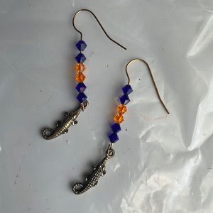 UF gator earrings pierced ears University of Florida alligators purple orange